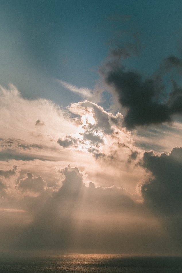 Sunbeams breaking through the clouds