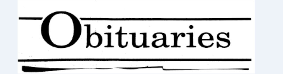 Obituaries newspaper heading