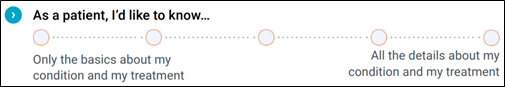 “As a patient, I’d like to know…” Responses range along five points, from “Only the basics about my condition and my treatment” to “All the details about my condition and my treatment”?
